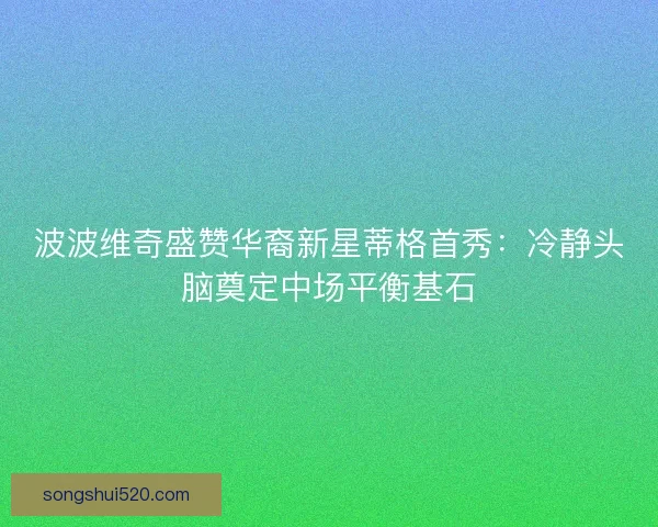 波波维奇盛赞华裔新星蒂格首秀：冷静头脑奠定中场平衡基石