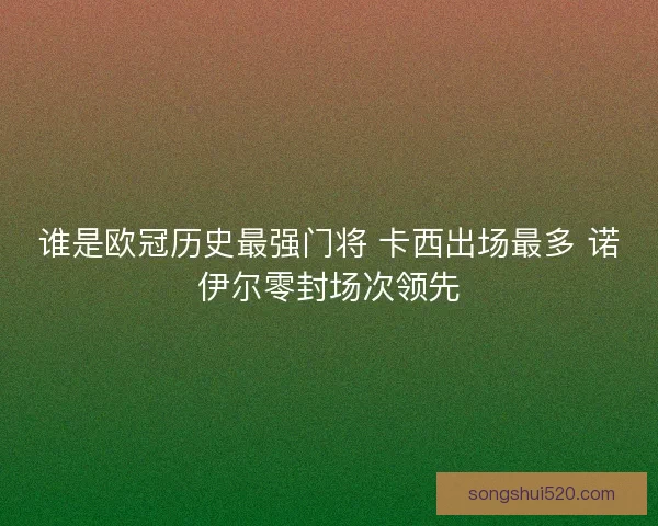 谁是欧冠历史最强门将 卡西出场最多 诺伊尔零封场次领先