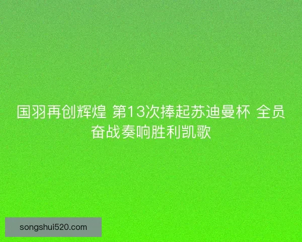国羽再创辉煌 第13次捧起苏迪曼杯 全员奋战奏响胜利凯歌